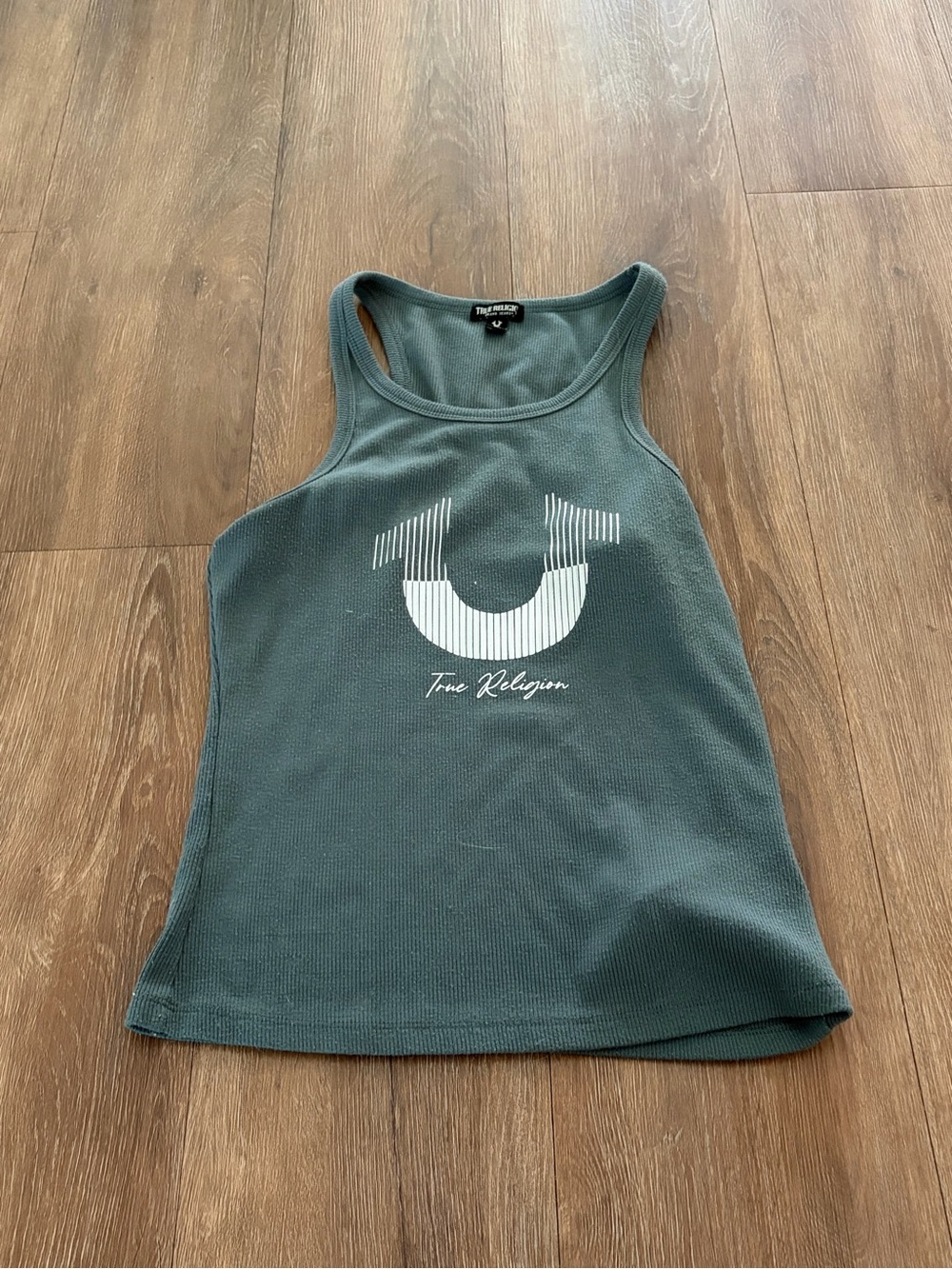 True Religion Women's Green Logo Tank Top medium